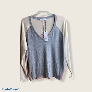 NWT Michael Stars Ellis V Neck Colorblock Pullover